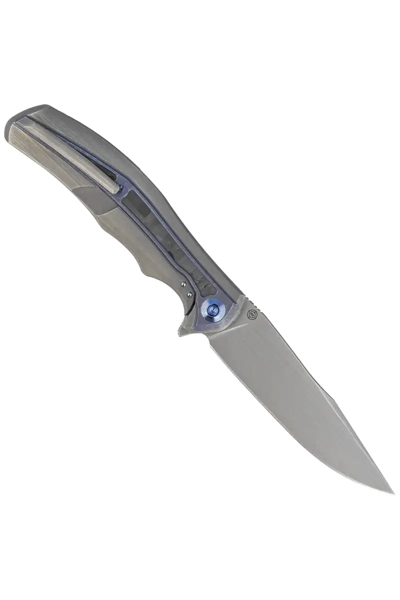 Nóż składany WE Knife Zonda Gray Hand Rubbed Titanium / Marble Carbon Fiber, Gray Hand Rubbed CPM 20CV by Kellen Bogardus (WE220