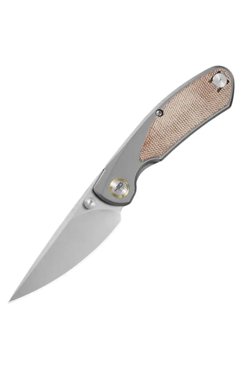 Nóż składany Bestech Lito Titanium / Natural Canvas Micarta, Satin M390 by Ostap Hel (BT2307B)