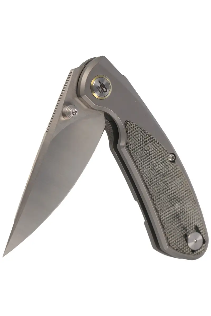 Nóż składany Bestech Lito Titanium / Black Canvas Micarta, Satin M390 by Ostap Hel (BT2307A)
