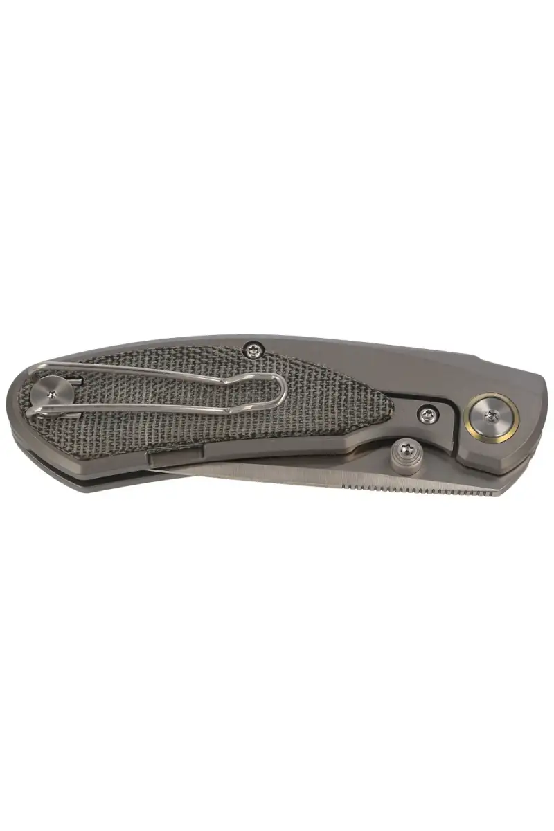 Nóż składany Bestech Lito Titanium / Black Canvas Micarta, Satin M390 by Ostap Hel (BT2307A)