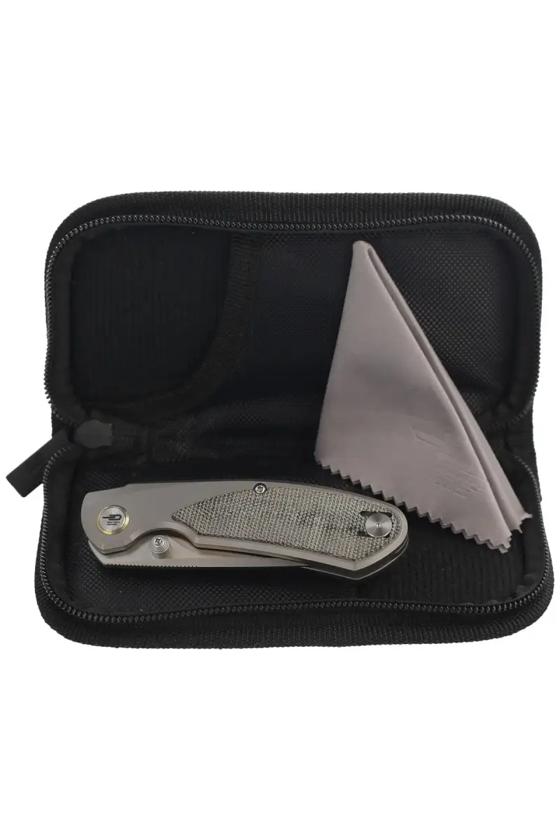 Nóż składany Bestech Lito Titanium / Black Canvas Micarta, Satin M390 by Ostap Hel (BT2307A)