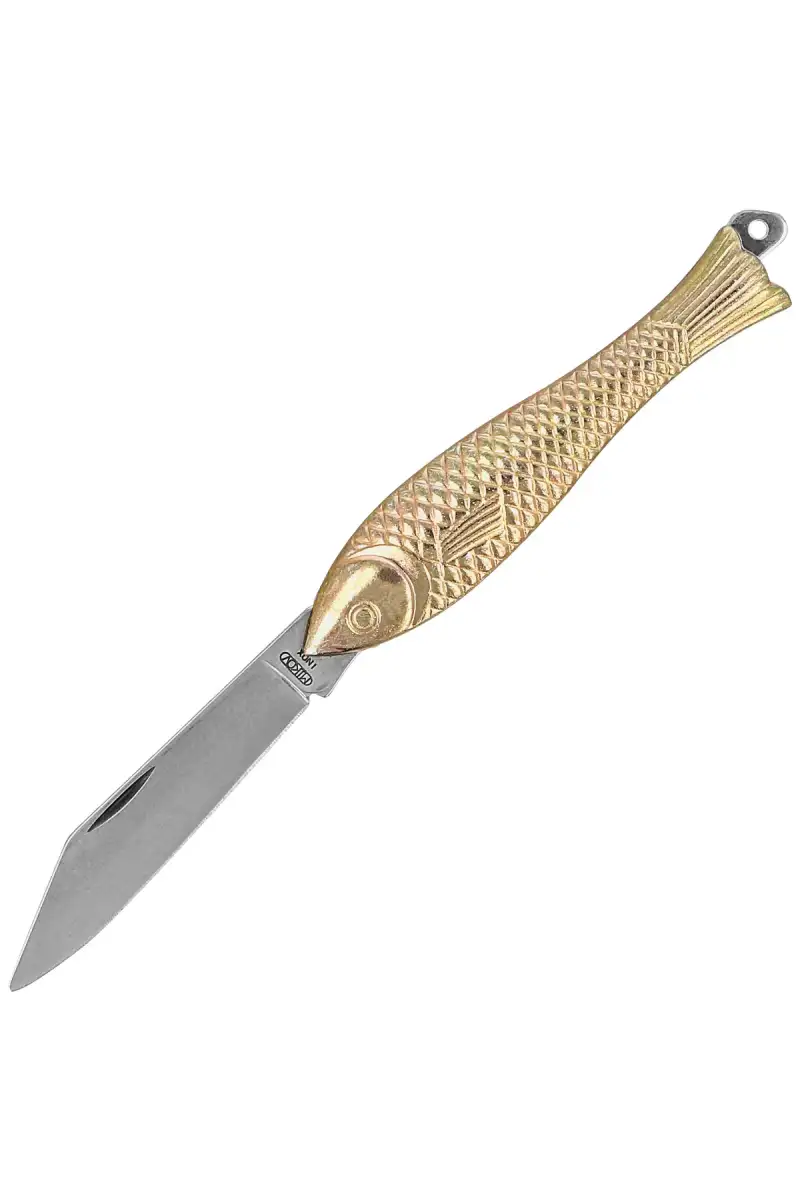 Nóż składany Mikov Fishlet 130 Gold, Stonewashed 420 (130-NZn-1/ZL STONEWASHED)