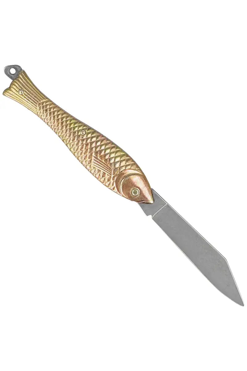 Nóż składany Mikov Fishlet 130 Gold, Stonewashed 420 (130-NZn-1/ZL STONEWASHED)