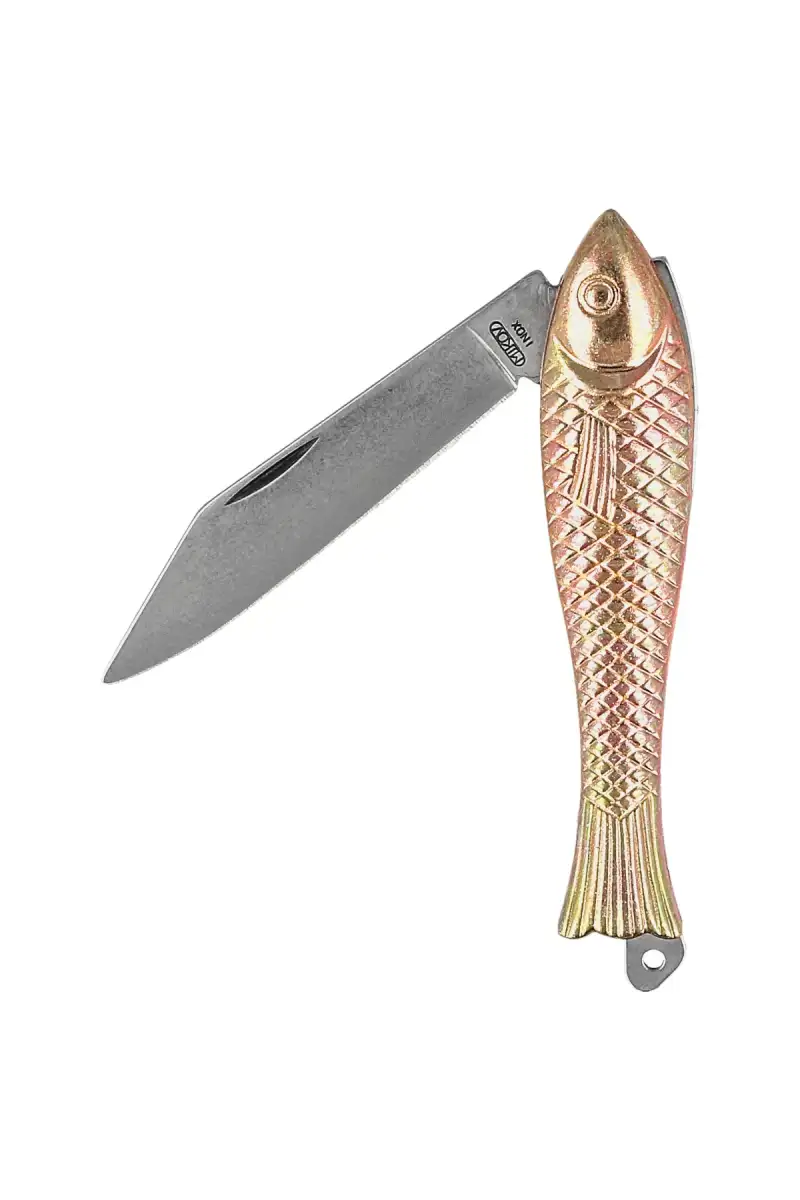 Nóż składany Mikov Fishlet 130 Gold, Stonewashed 420 (130-NZn-1/ZL STONEWASHED)