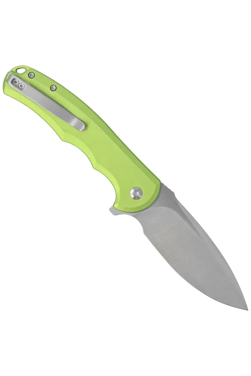 Nóż składany Civivi Button Lock Praxis Lime Green Aluminium, Satin Nitro-V (C18026E-3)