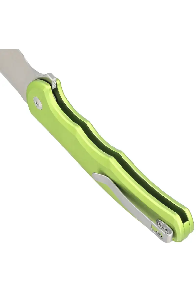 Nóż składany Civivi Button Lock Praxis Lime Green Aluminium, Satin Nitro-V (C18026E-3)