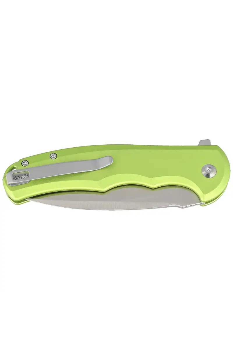 Nóż składany Civivi Button Lock Praxis Lime Green Aluminium, Satin Nitro-V (C18026E-3)