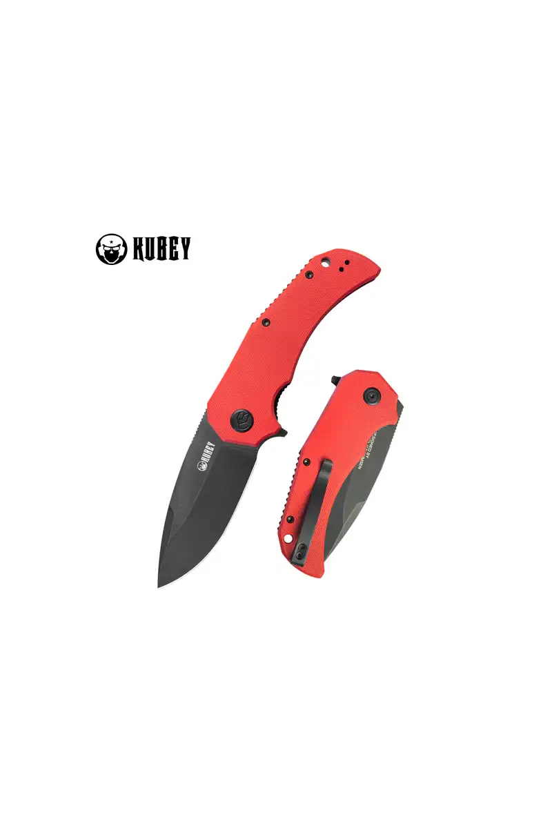 Nóż składany Kubey Bravo One Drop Point Red G10, Black Stonewashed AUS-10 by Mikkel Willumsen (KU319E)