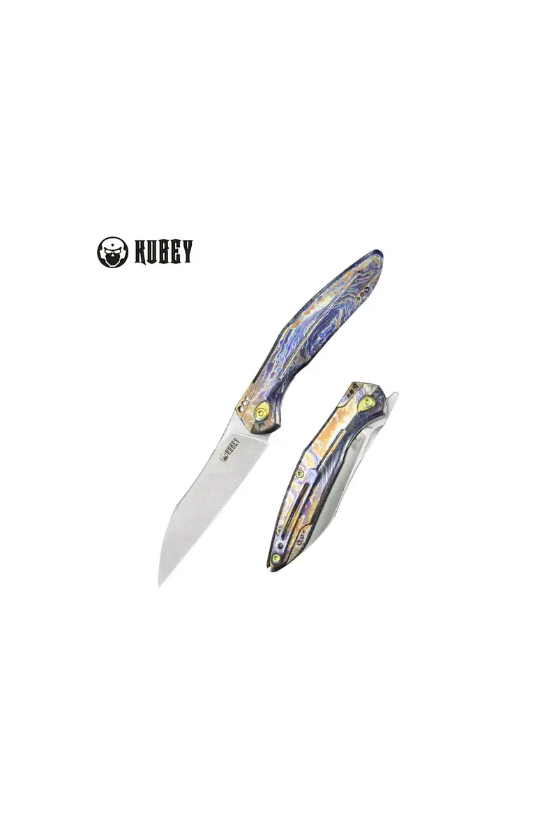 Nóż składany Kubey Barracuda Flame Titanium, Satin M390 by Parsons Bladeworks (KB299E)