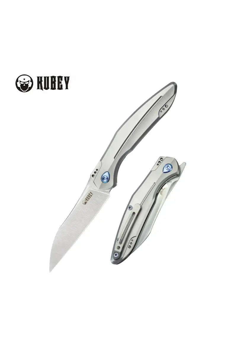 Nóż składany Kubey Barracuda Grey Titanium, Satin M390 by Parsons Bladeworks (KB299C)