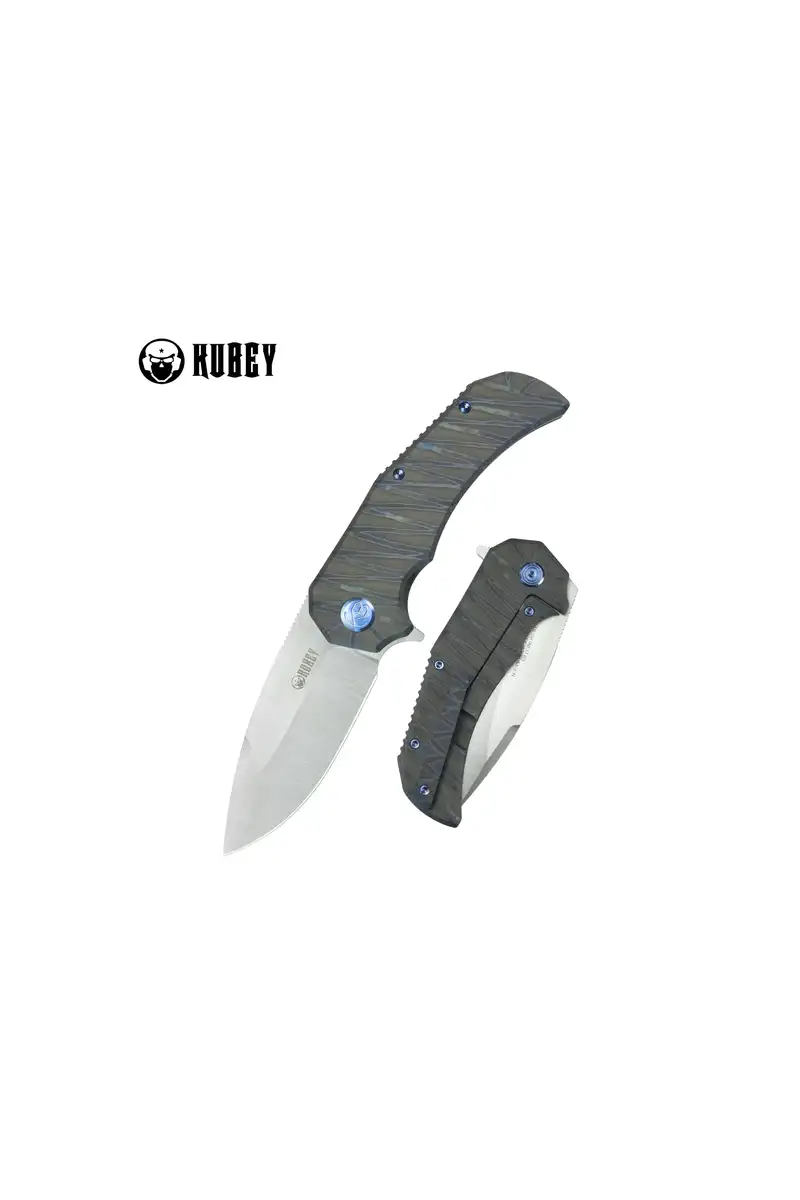 Nóż składany Kubey Bravo One Drop Point Flame Titanium, Satin M390 by Mikkel Willumsen (KB367B)