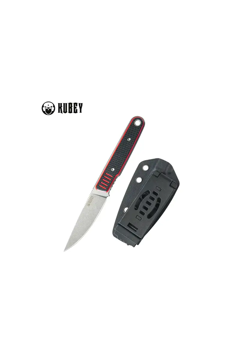 Nóż Kubey JL Red / Black G10, Bead Blasted 14C28N by Justin Lundquist (KU356D)