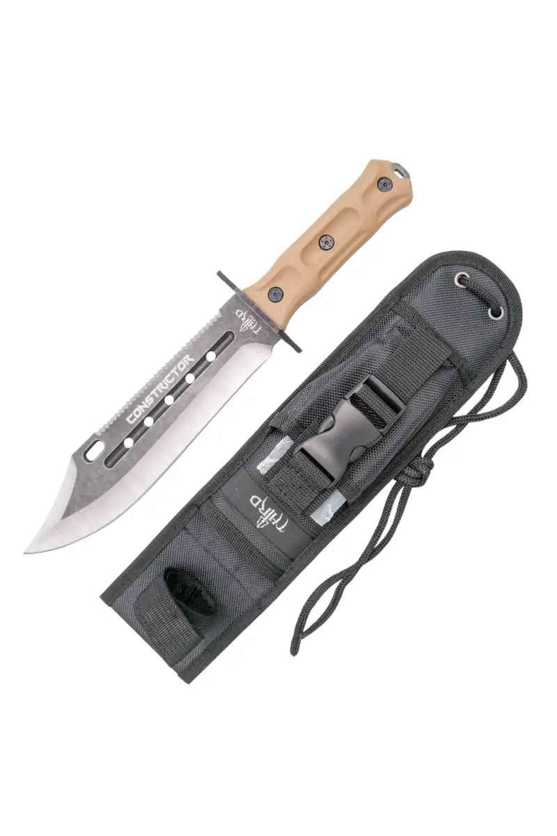 Nóż Third Decor Habitat Constrictor Brown Rubberized ABS, Stonewashed/Satin 420 (H0302)