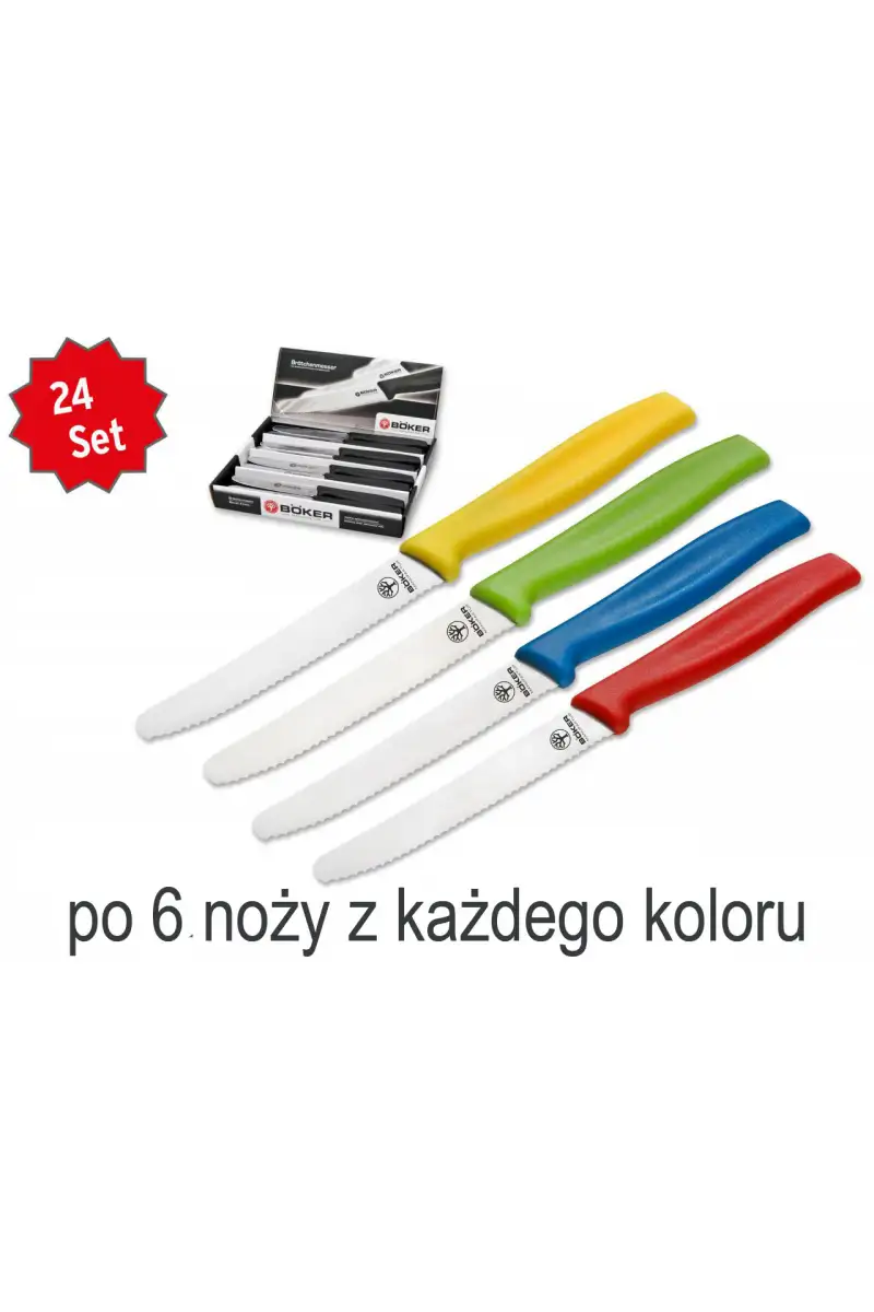 Zestaw 24 kolorowych noży Boker do bułek
