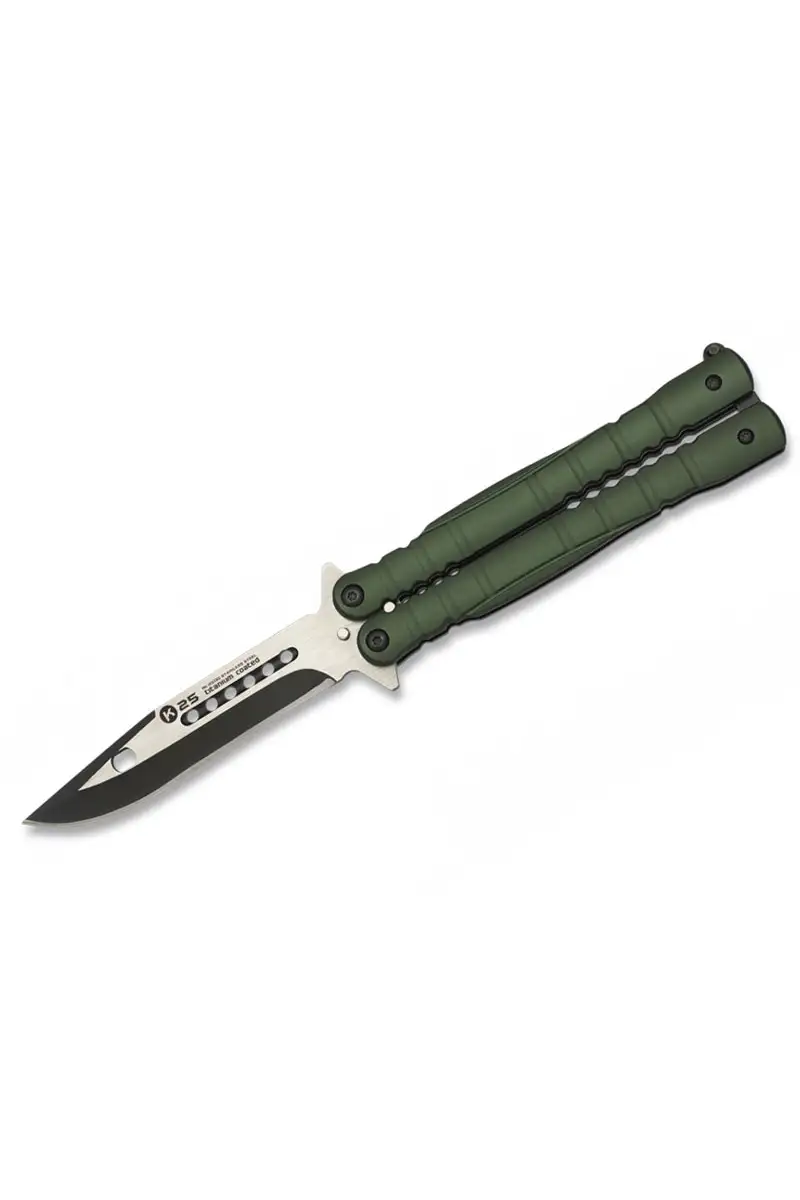 Nóż motylek K25 02130 Balisong Green