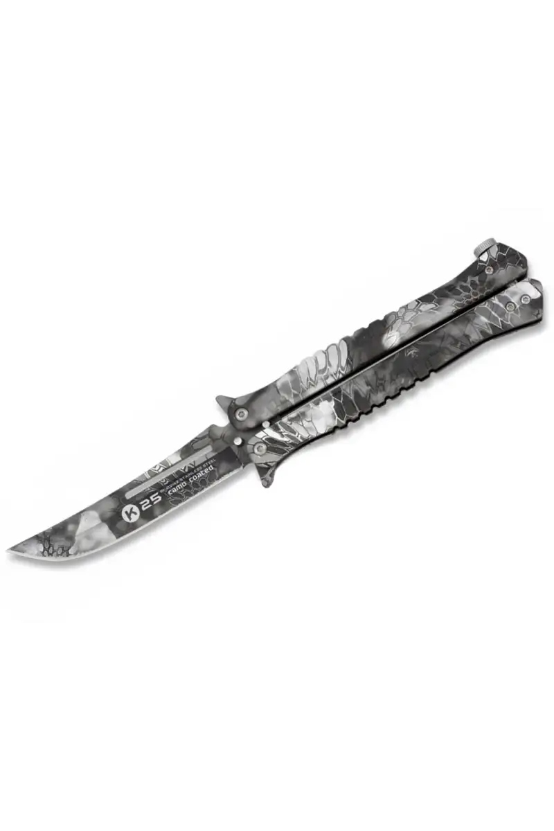 Nóż motylek K25 02142 Balisong Black Phyton