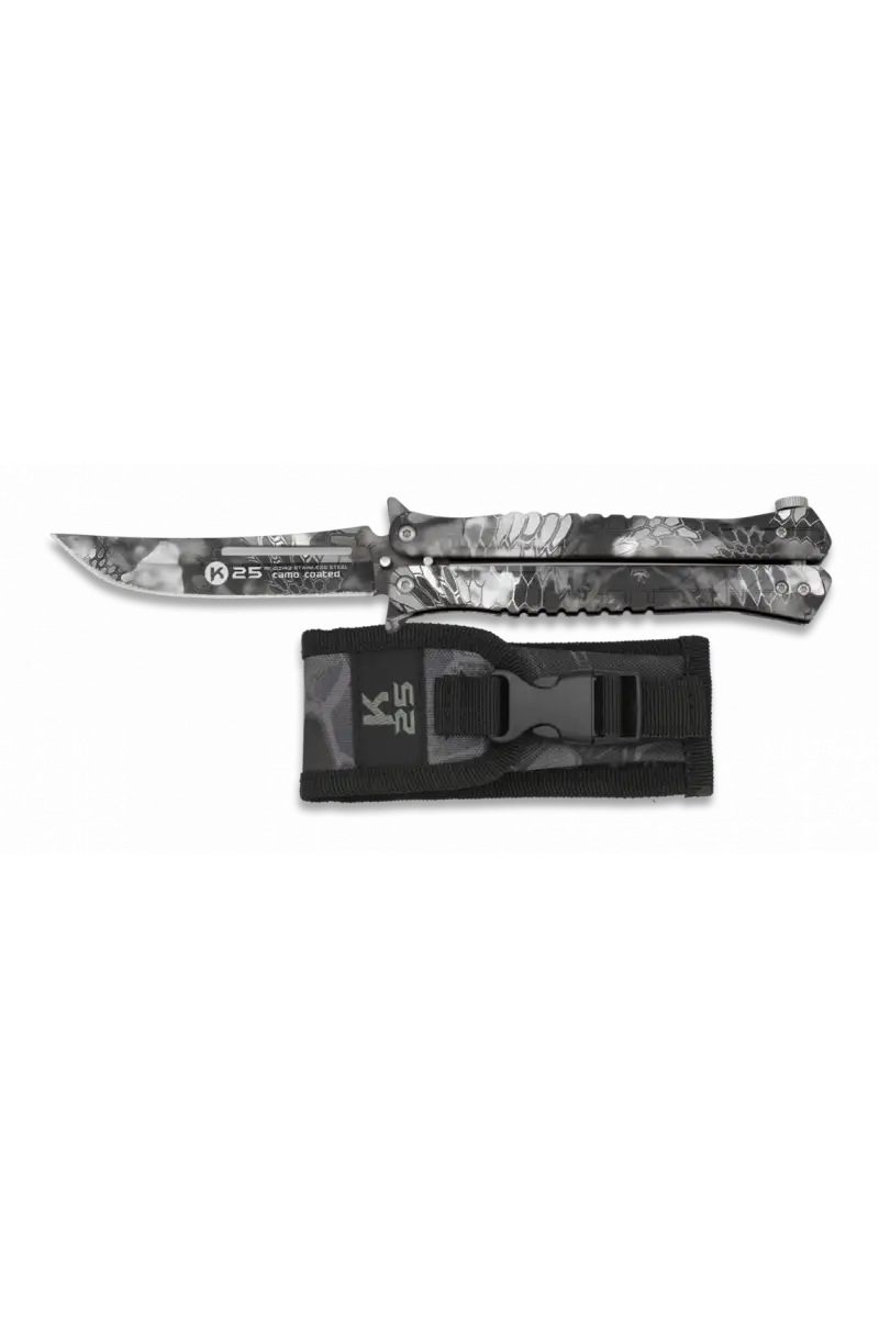 Nóż motylek K25 02142 Balisong Black Phyton