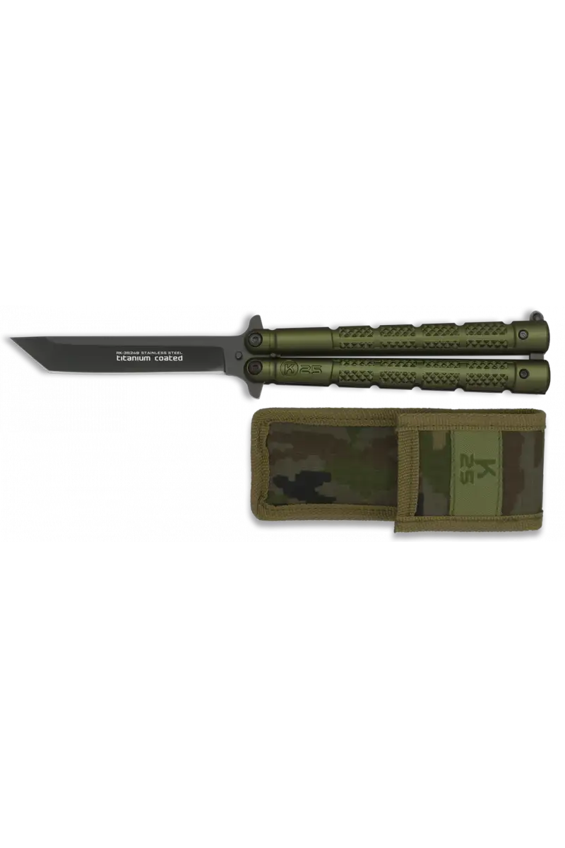 Nóż motylek K25 36249 Balisong Green