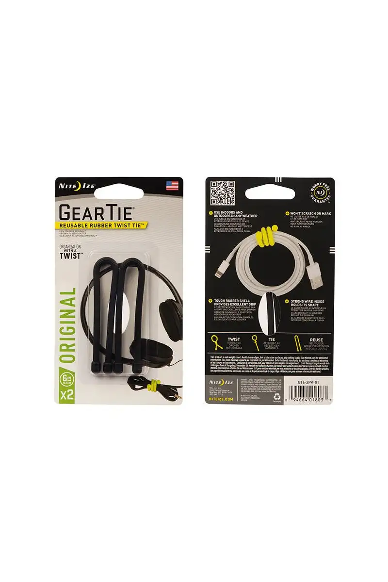 Elastyczna Opaska Nite Ize Gear Tie 6" 2Pack Black