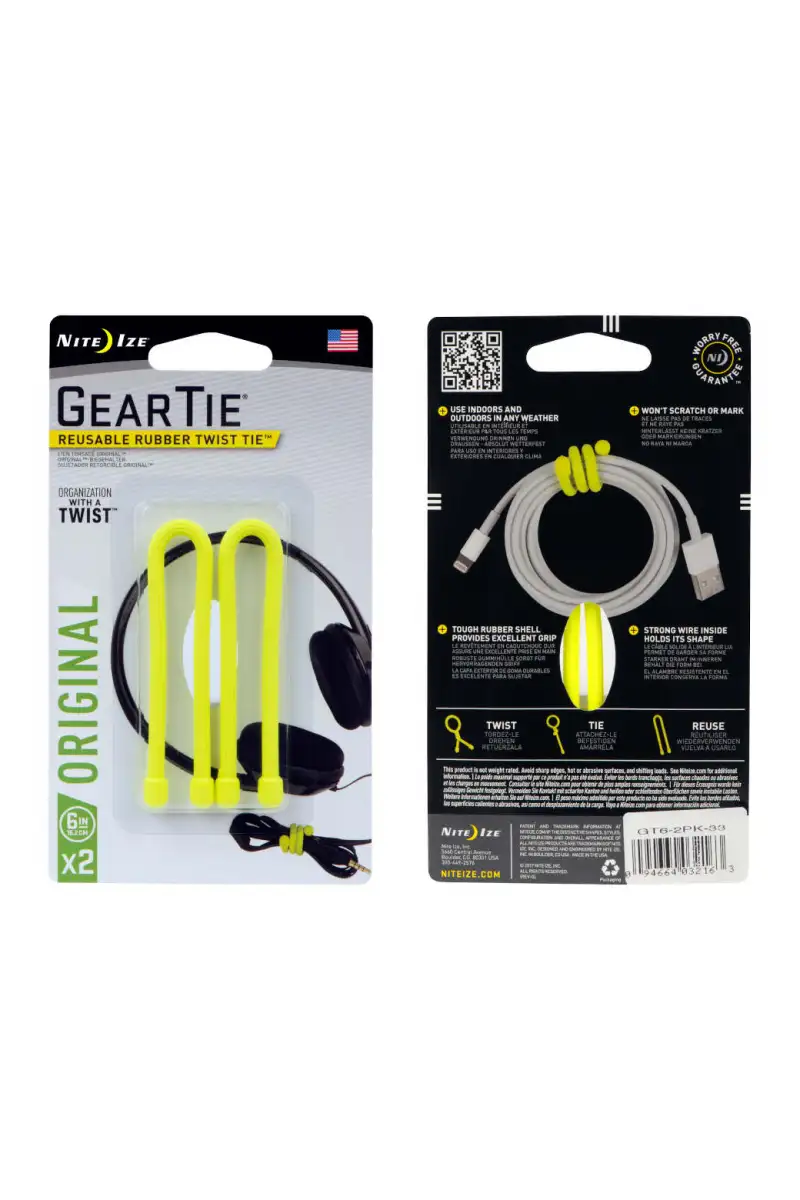 Elastyczna Opaska Nite Ize Gear Tie 6" 2P Yellow