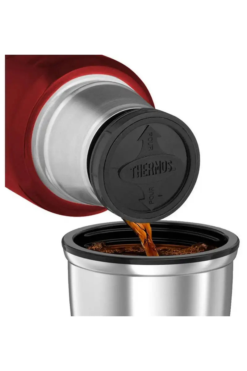 Termos z uchwytem na napoje – czerwony