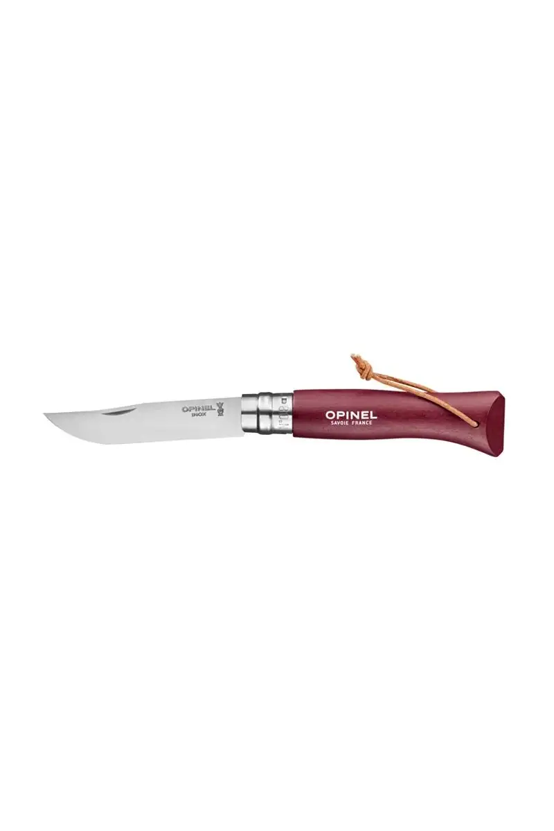 Opinel Nóż Colorama 08 Burgundy+ rzemień