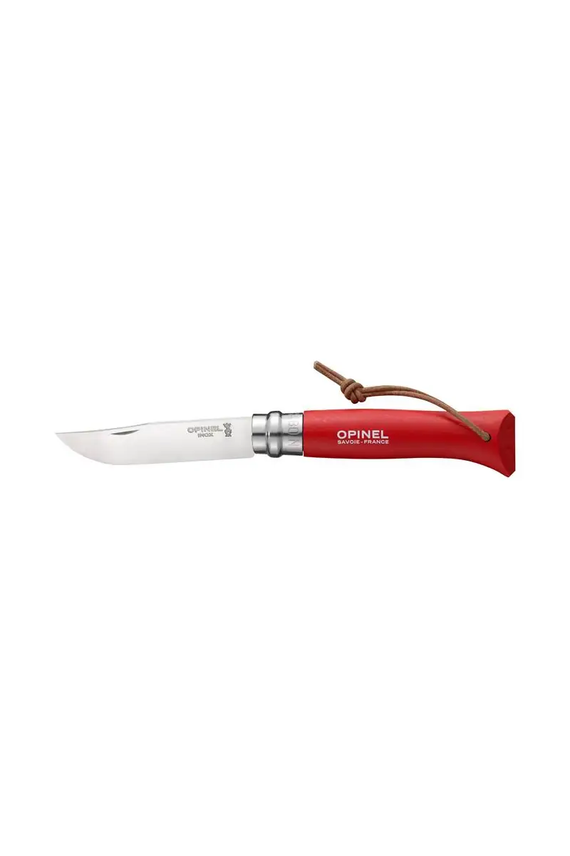 Opinel Nóż Colorama 08 Red+ rzemień+etui