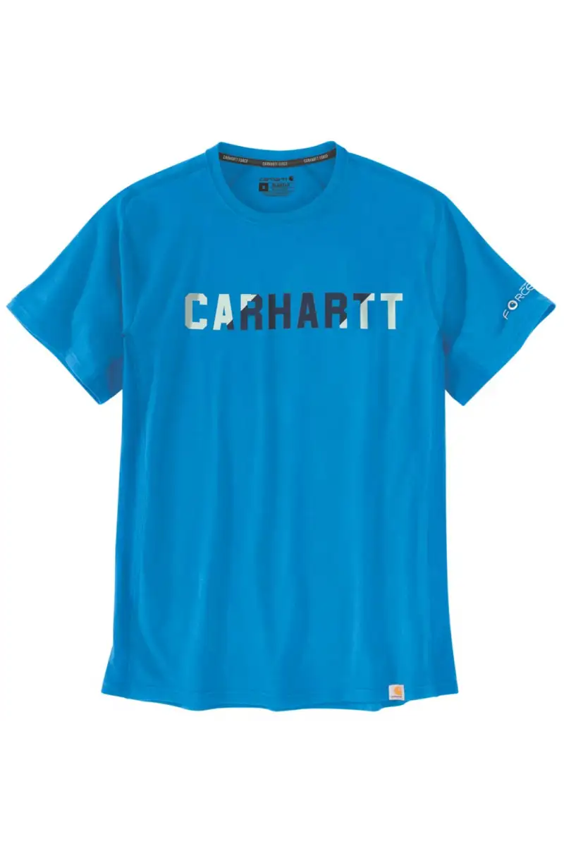 Koszulka Carhartt Force Midweight Block Logo Azure