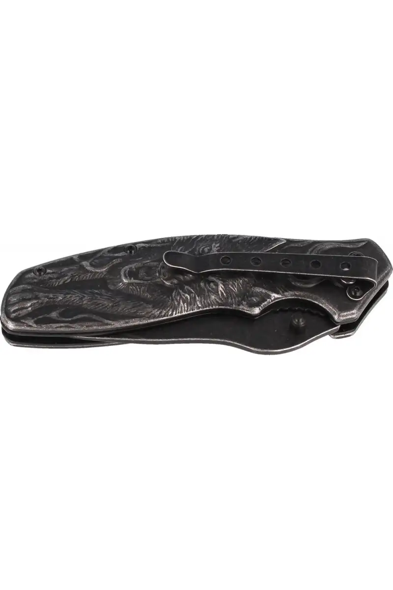 Nóż Herbertz Solingen motyw 3D Wilka, Stonewashed
