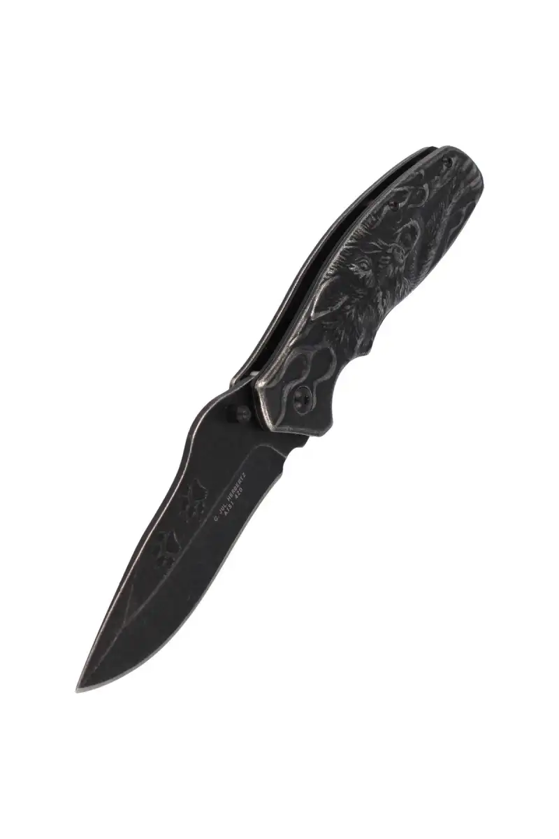 Nóż Herbertz Solingen motyw 3D Wilka, Stonewashed