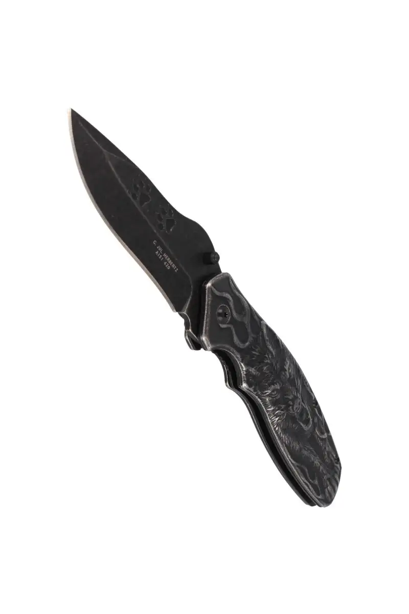 Nóż Herbertz Solingen motyw 3D Wilka, Stonewashed