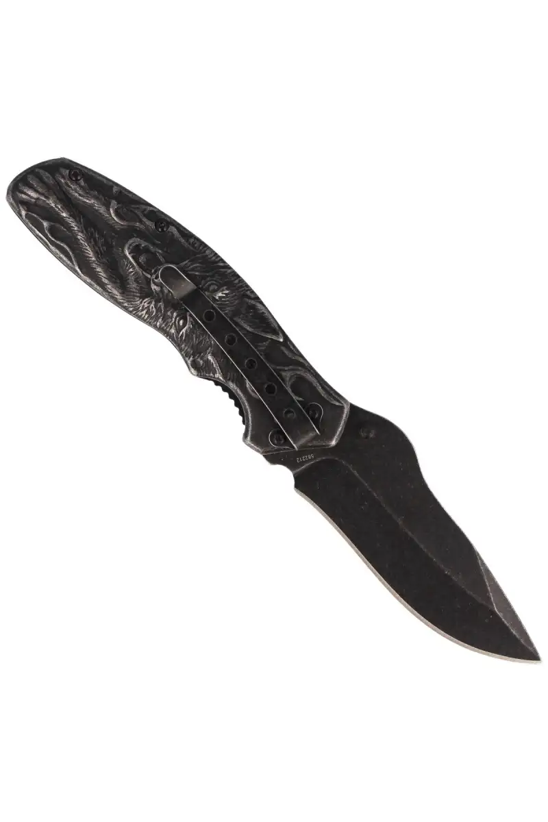 Nóż Herbertz Solingen motyw 3D Wilka, Stonewashed