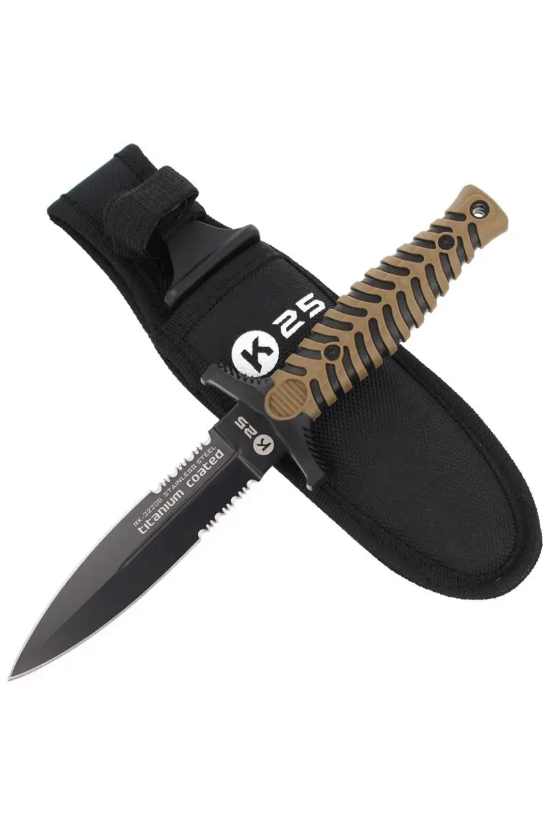Nóż boot K25 Tactical Coyote ABS-Rubber, Titanium