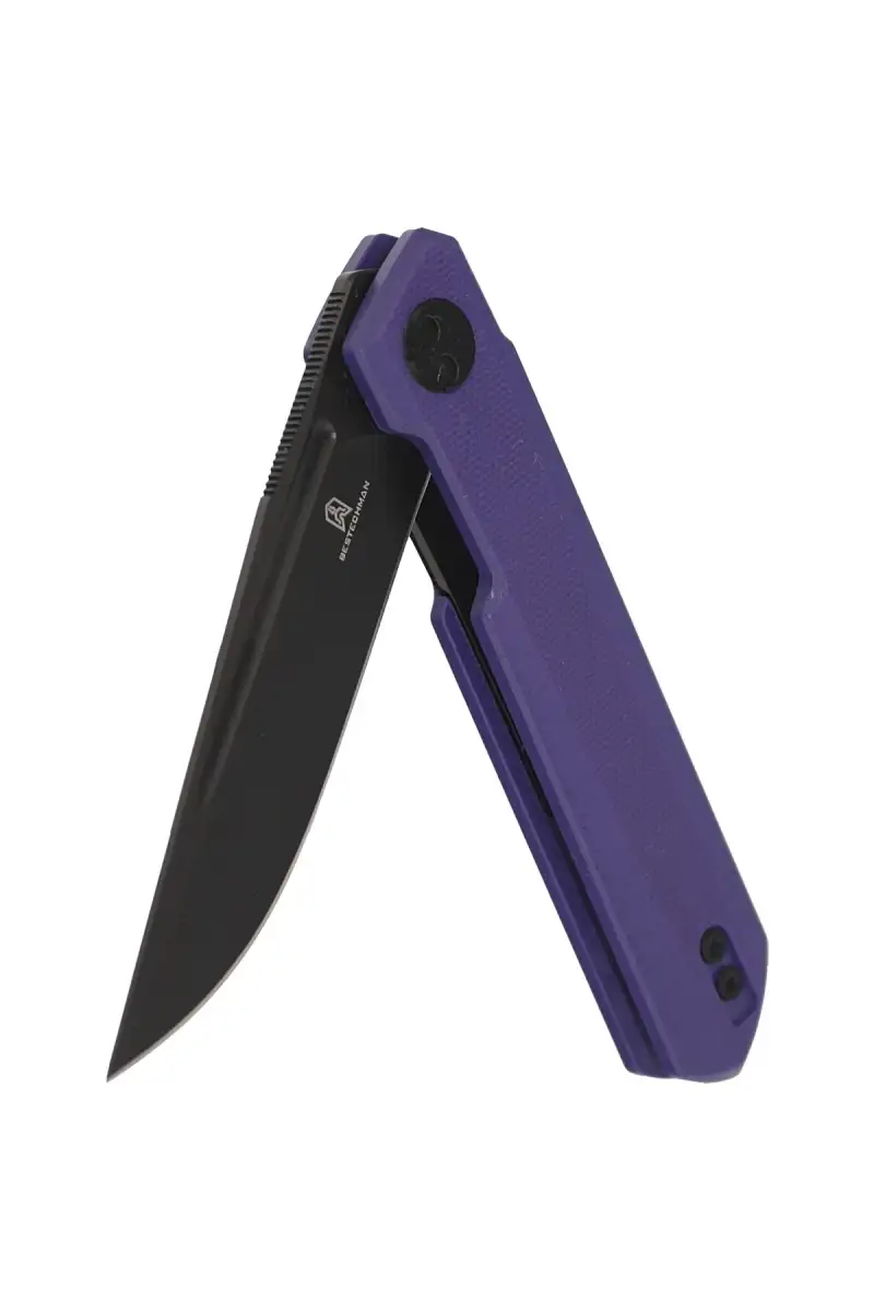 Nóż Bestechman Mini Dundee Purple G10, Black DLC D2 by Ostap Hel (BMK03J)