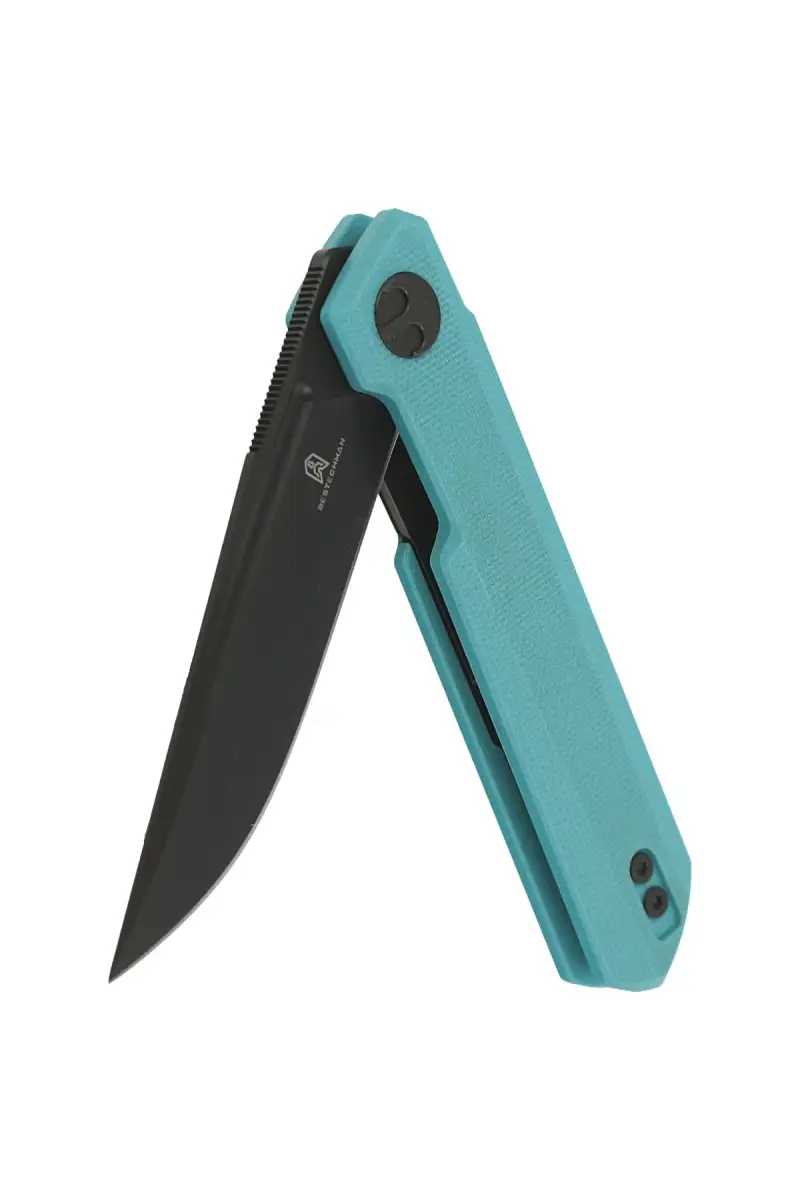 Nóż Bestechman Mini Dundee Tiffany Blue G10, Grey DLC D2 by Ostap Hel (BMK03E)