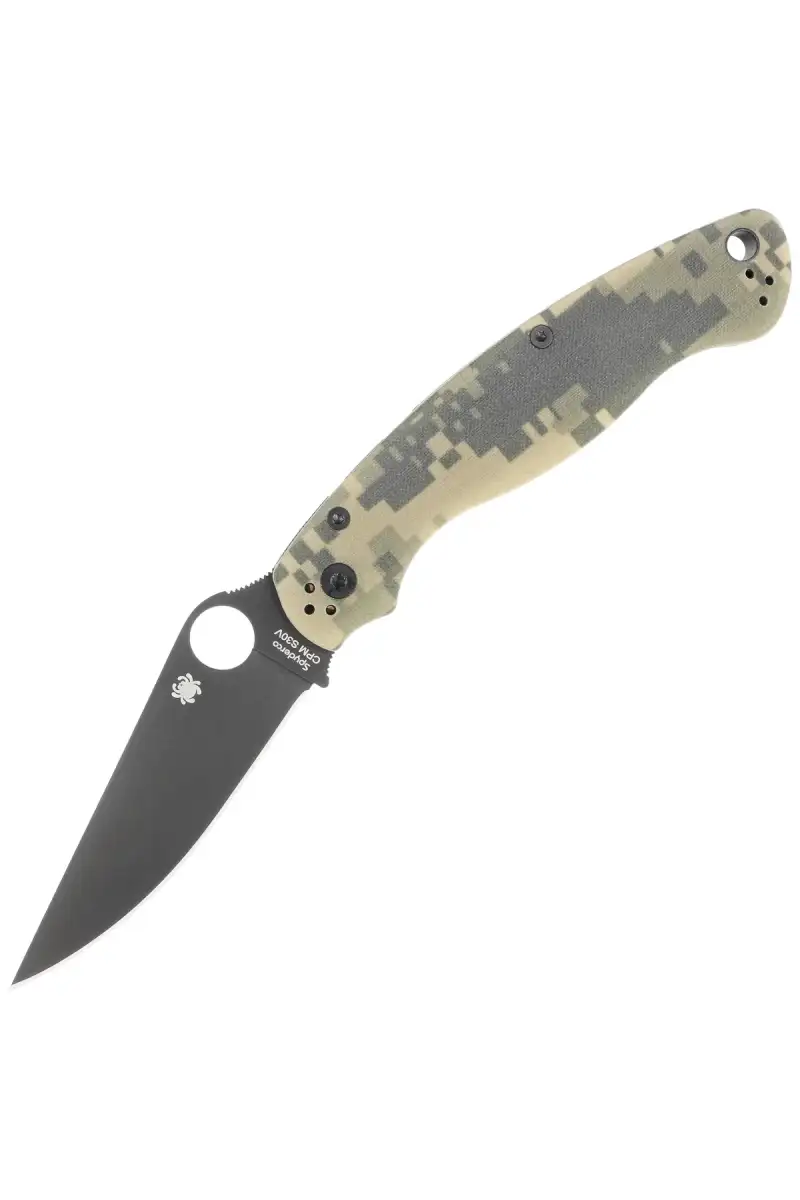 Nóż składany Spyderco Military 2 Camo G10, Black DLC CPM S30V Plain by Sal, Eric Glesser (C36GPCMOBK2)