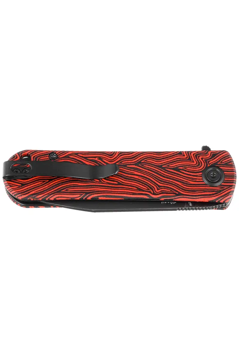 Nóż składany Kubey NEO Red / Black Damascus G10, Black Stonewashed AUS-10 by Keanu Alfaro (KU371F)