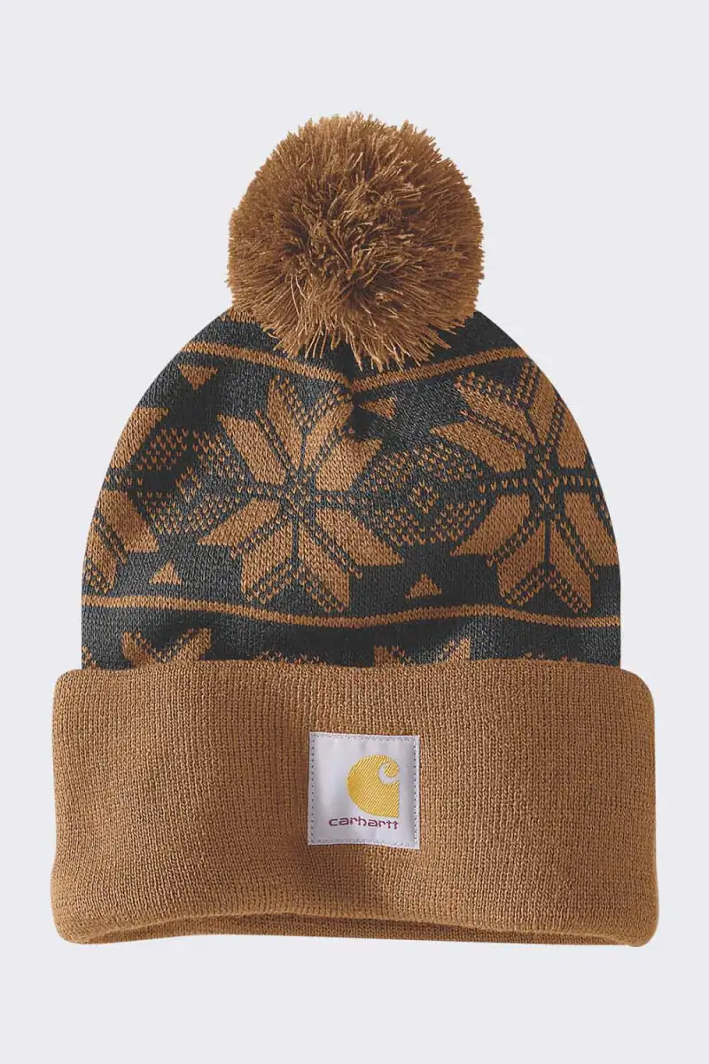 Czapka Carhartt Knit Pom Jacquard Beanie Brown