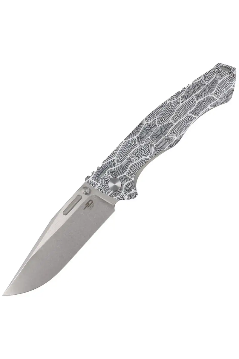 Nóż składany Bestech Keen II Black White G10/Titanium, Stonewashed/Satin CPM S35VN by Koens Craft (BT2301C)