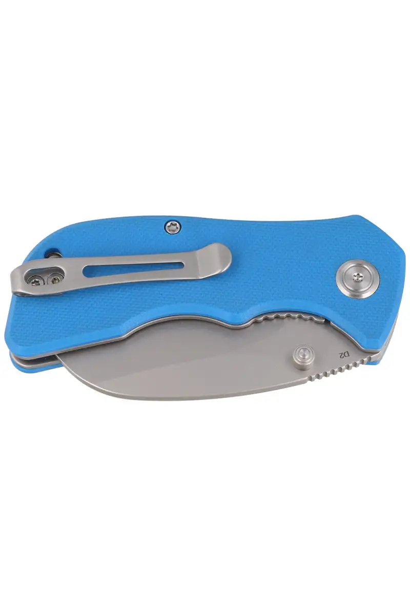 Nóż składany Kubey Karaji Blue G10, Bead Blasted D2 (KU180C)