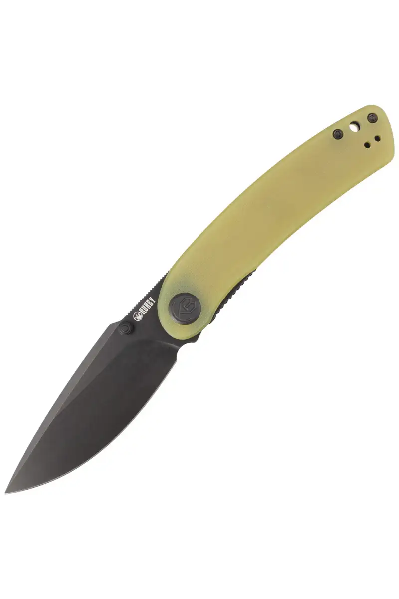 Nóż składany Kubey Momentum Yellow G10, Dark Stonewashed AUS-10 by Sherif Manganas (KU344F)