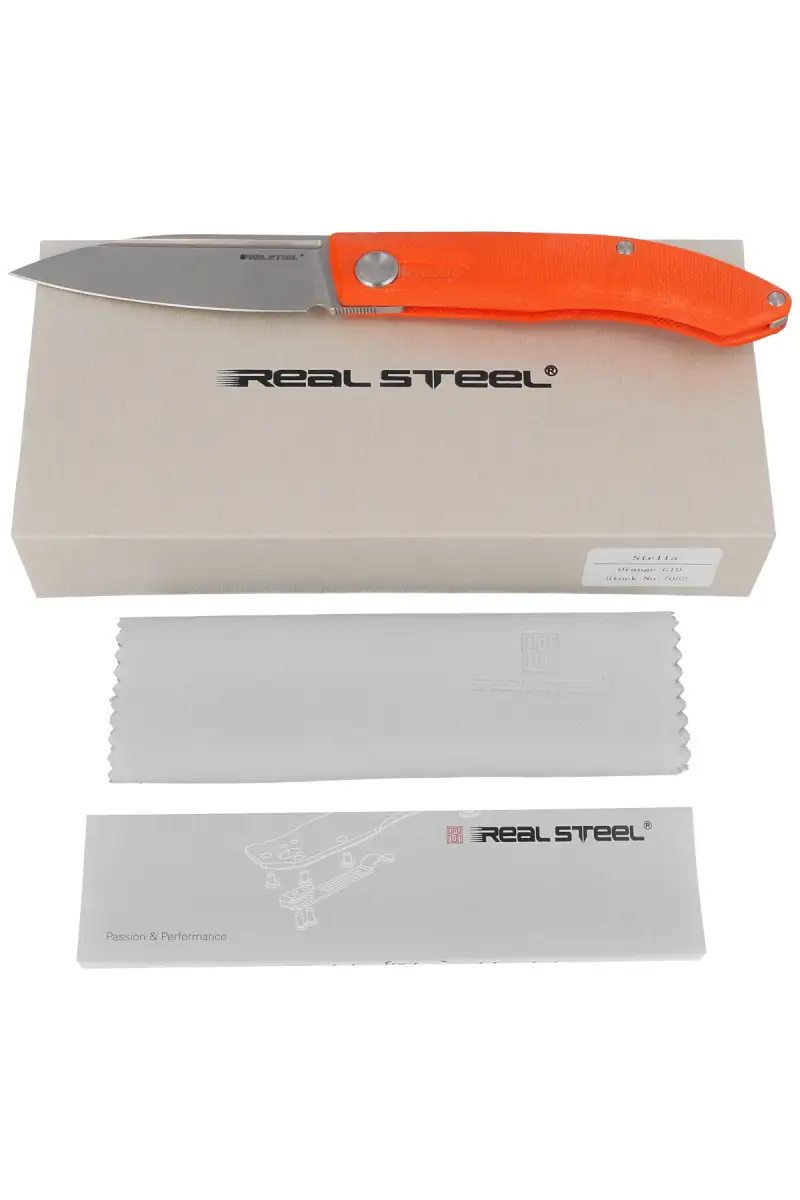Nóż składany Real Steel Stella Orange G10, Stonewash VG-10 by Poltergeist Works (7052)