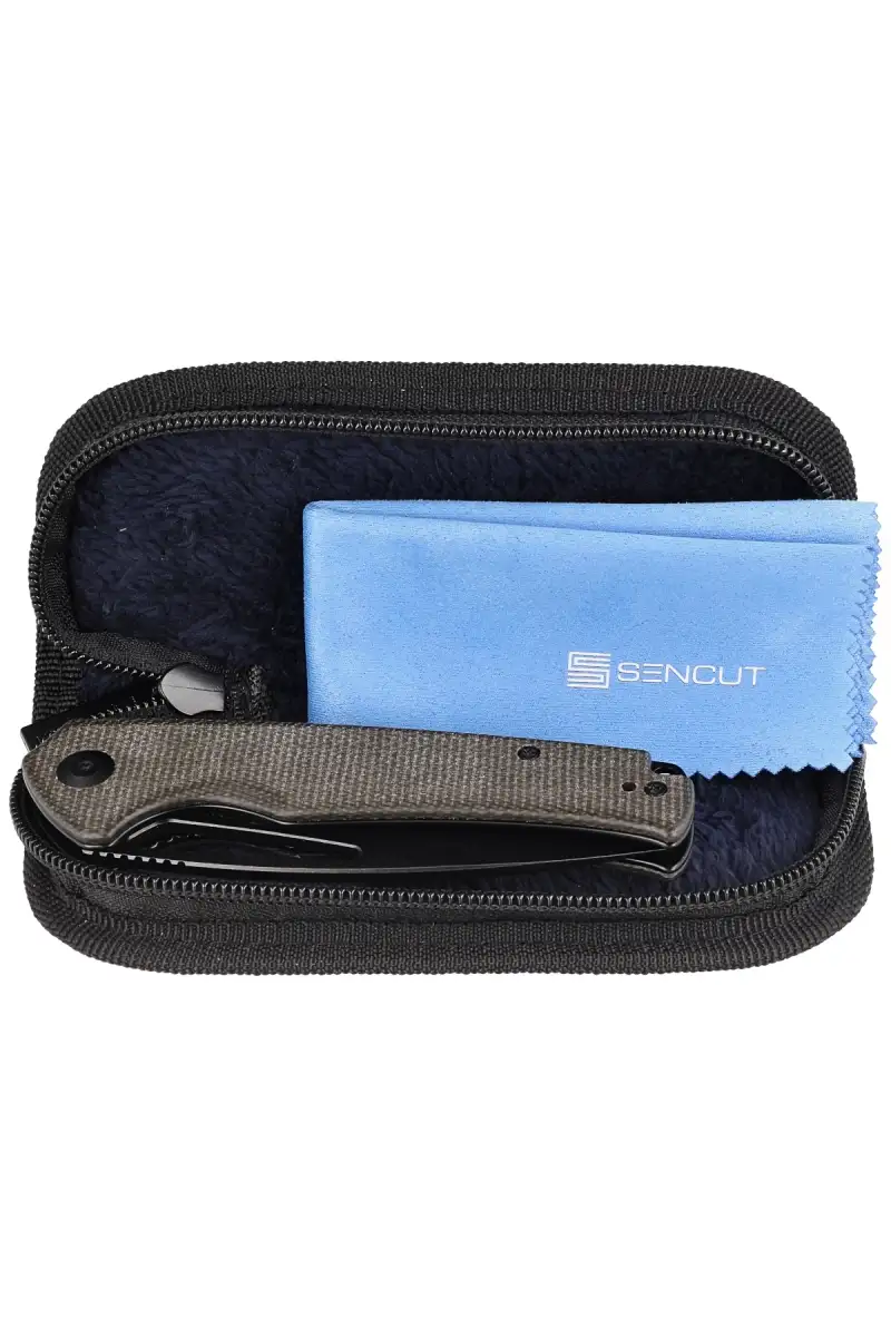 Nóż składany Sencut Mims Dark Green Canvas Micarta, Black Stonewashed 9Cr18MoV (S21013-3)