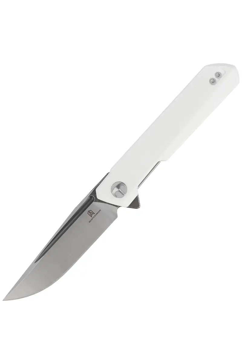Nóż składany Bestechman Dundee White G10, Grey Titanized / Satin D2 by Ostap Hel (BMK01G)