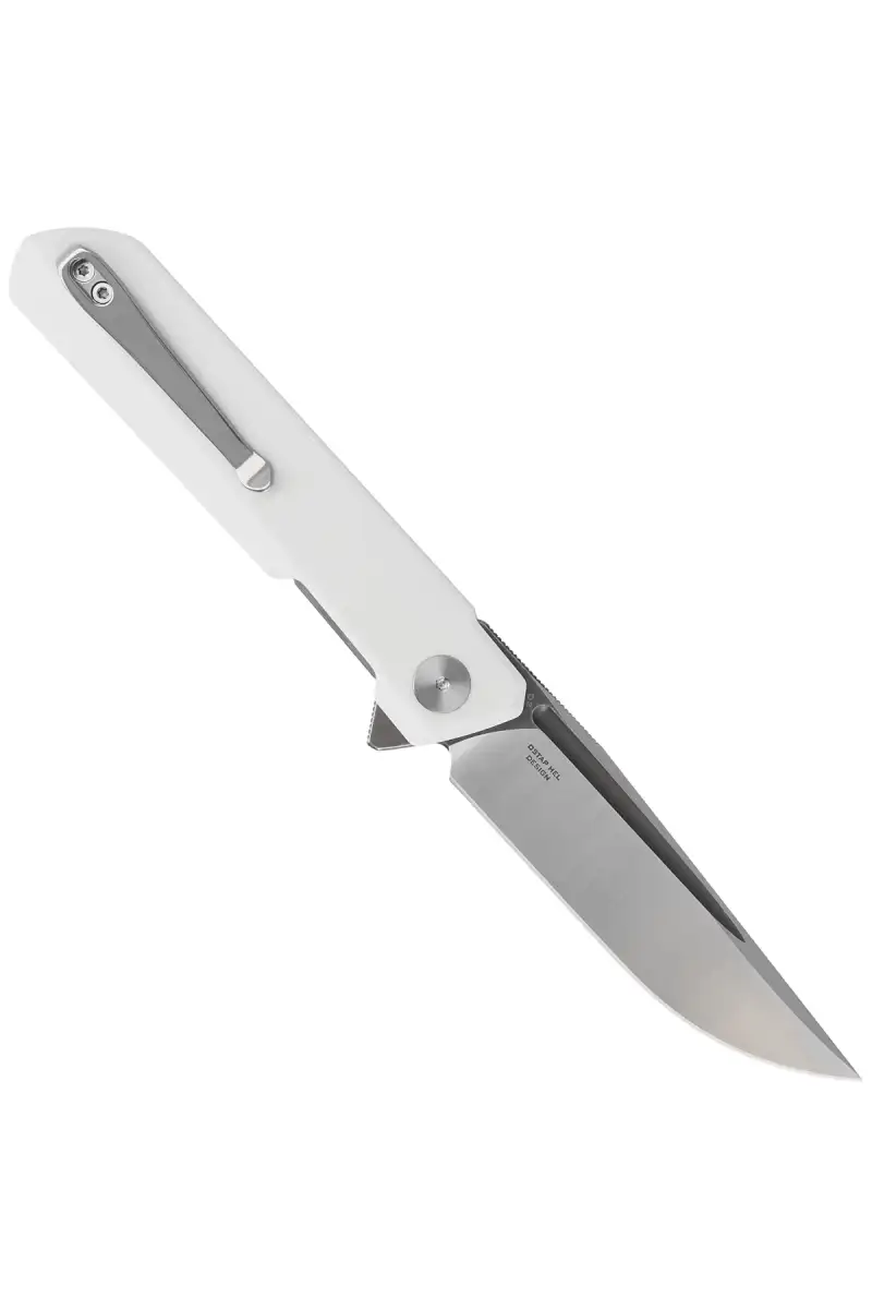 Nóż składany Bestechman Dundee White G10, Grey Titanized / Satin D2 by Ostap Hel (BMK01G)