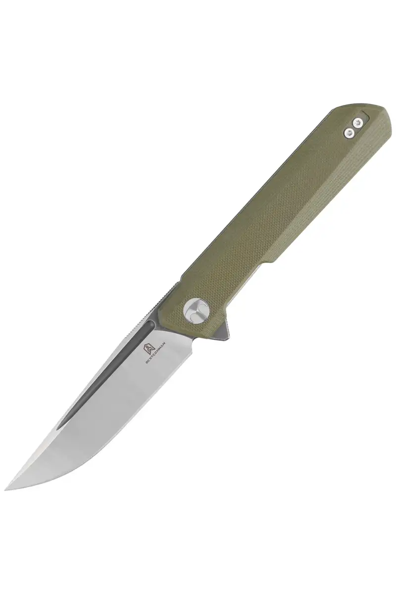 Nóż składany Bestechman Dundee OD Green G10, Grey Titanized / Satin D2 by Ostap Hel (BMK01E)