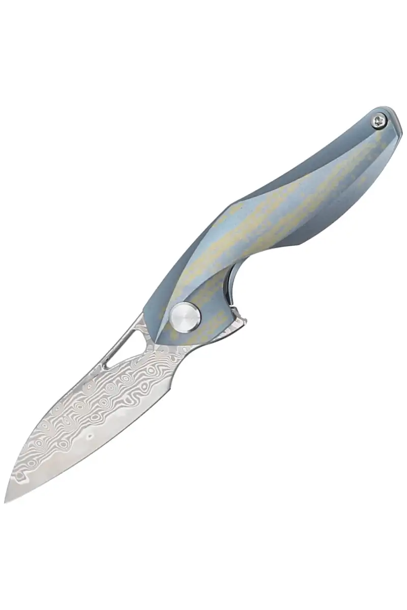 Nóż składany Bestech The Reticulan Blue / Colorful Titanium, Damascus by Elijah Isham (BT1810L)