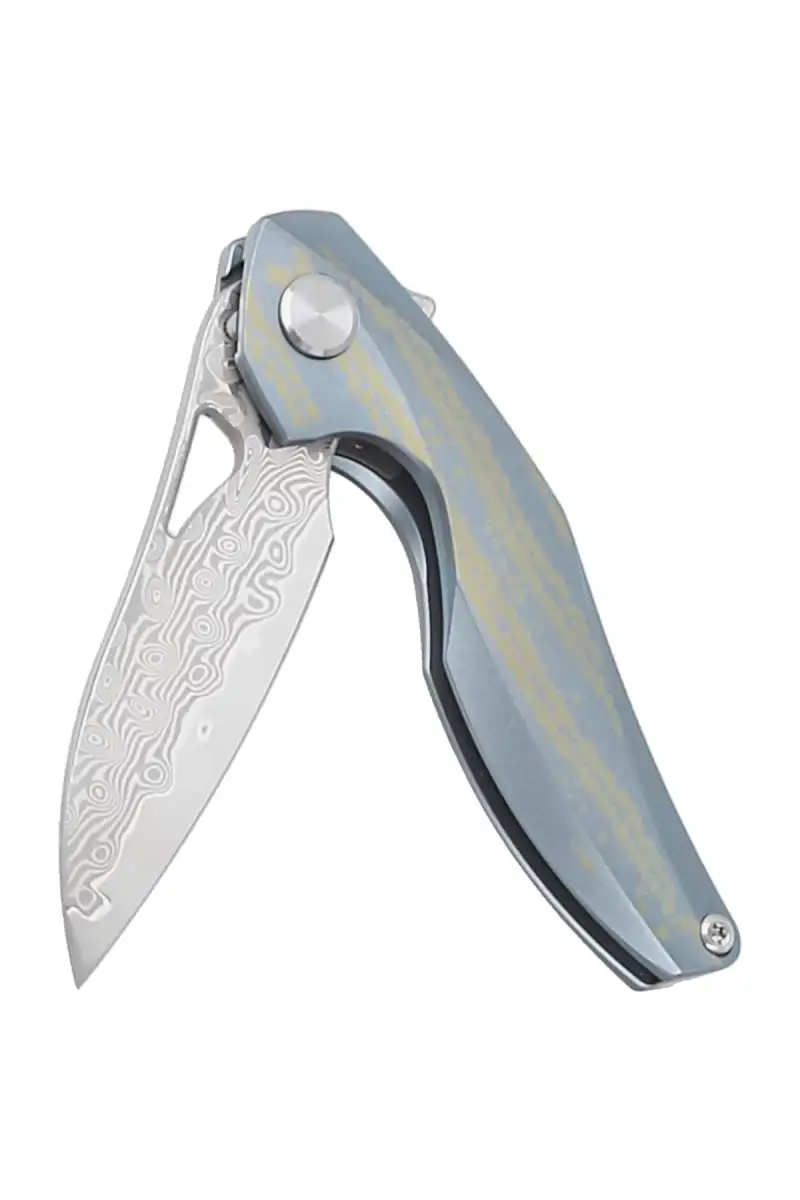 Nóż składany Bestech The Reticulan Blue / Colorful Titanium, Damascus by Elijah Isham (BT1810L)