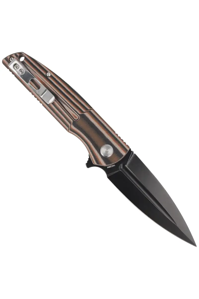 Nóż składany Bestech Fin Black / Orange / Beige G10, Black Stonewashed 14C28N (BG34C-3)