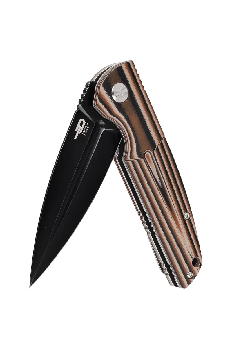 Nóż składany Bestech Fin Black / Orange / Beige G10, Black Stonewashed 14C28N (BG34C-3)